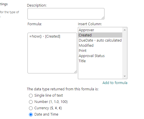 Current date time in SharePoint calculated column using Now